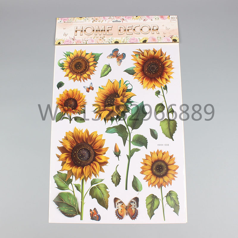 3D立体花朵蝴蝶装饰贴画 立体花瓶装饰家居展会房间层层墙贴详情9