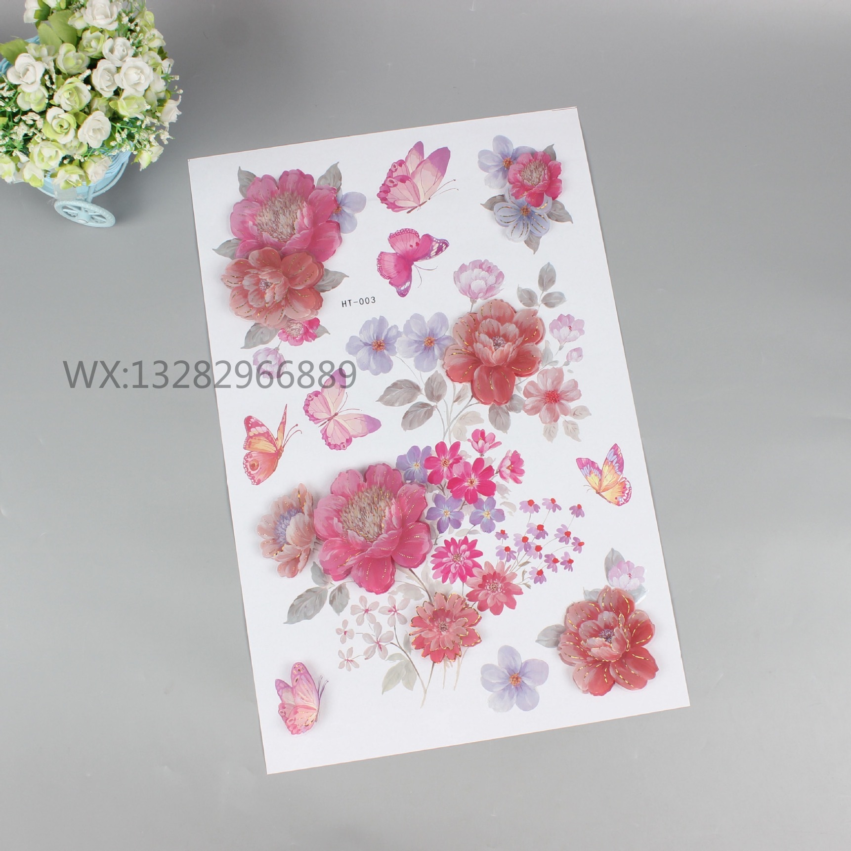 3D stereoscopic flower and butterfly decorative stickers, iron tower, animal stereoscopic vases, and wall stickers for home rooms pic 8