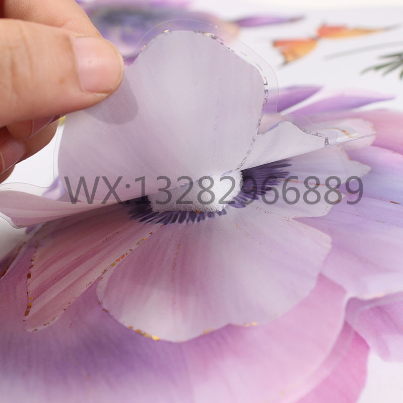 3D立体花朵蝴蝶装饰贴画 立体花瓶装饰家居展会房间层层墙贴详情11