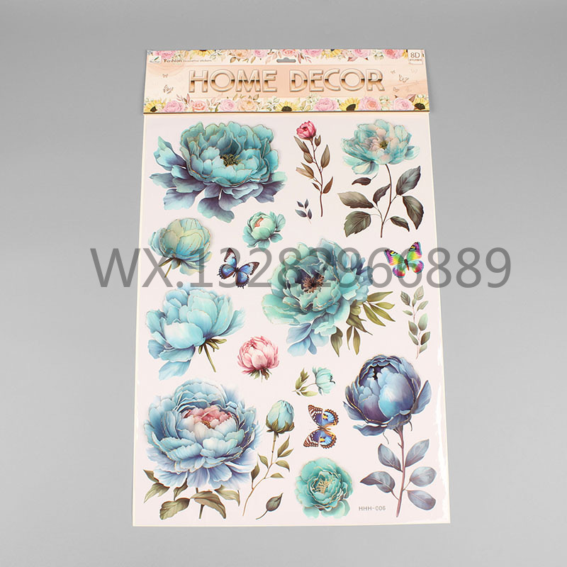 3D立体花朵蝴蝶装饰贴画 立体花瓶装饰家居展会房间层层墙贴详情图4