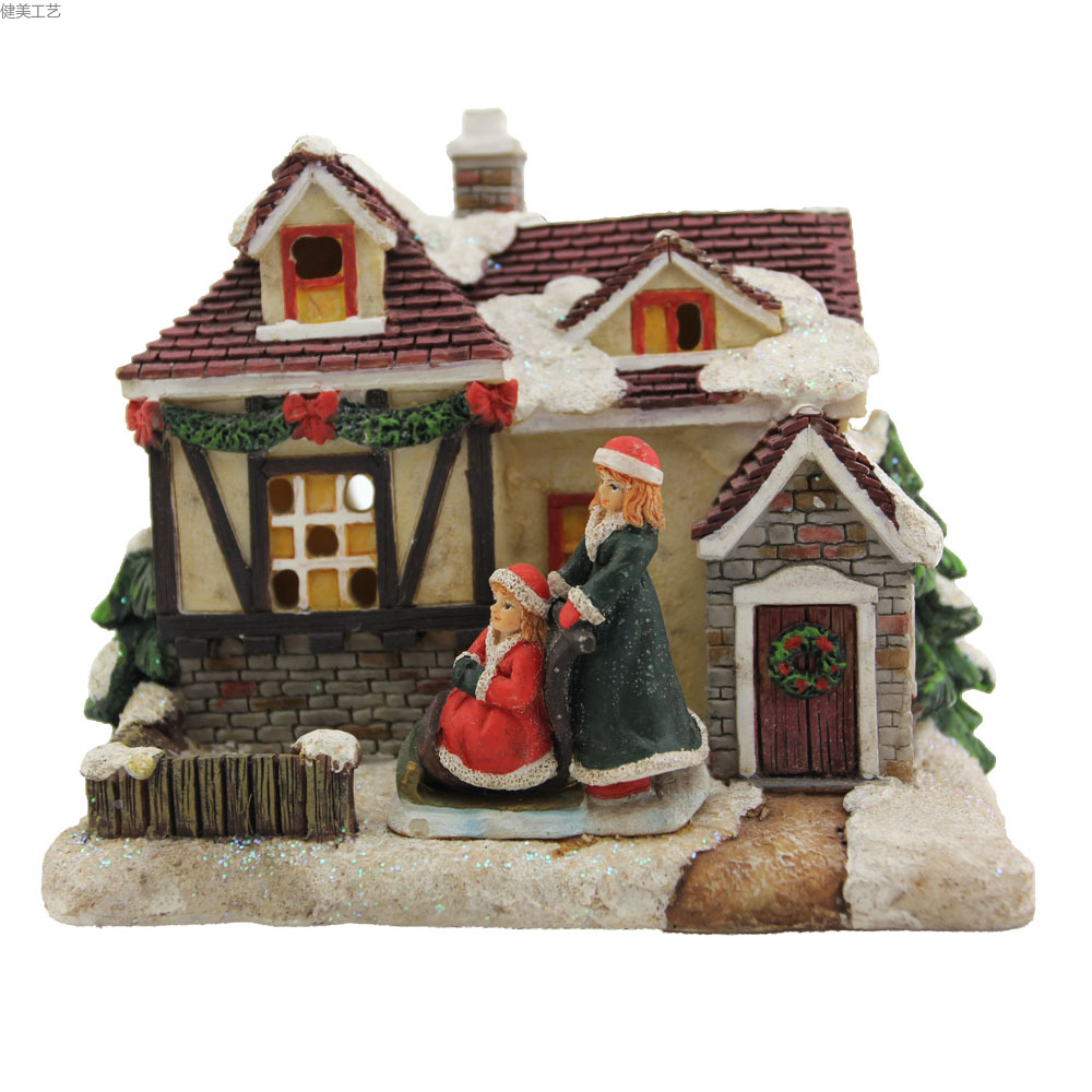 新款外贸出口手工彩绘来图定制欧式小房子建筑摆件详情7