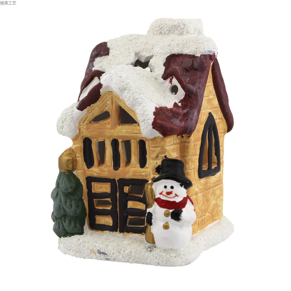 3D打印手工彩绘来图定制欧式树脂圣诞雪人小房子