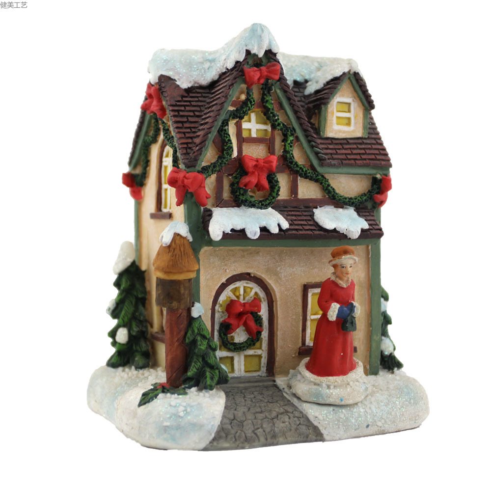 新款外贸出口手工彩绘来图定制欧式小房子建筑摆件详情8
