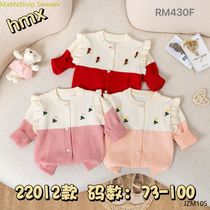 Children's sweater Cardigan coat 2024 new children's wear girl baby 84C cartoon knit baby sweater