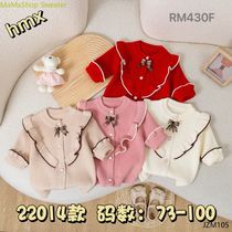 Children's sweater Cardigan coat 2024 new children's wear baby girls 87C cartoon knit baby sweater