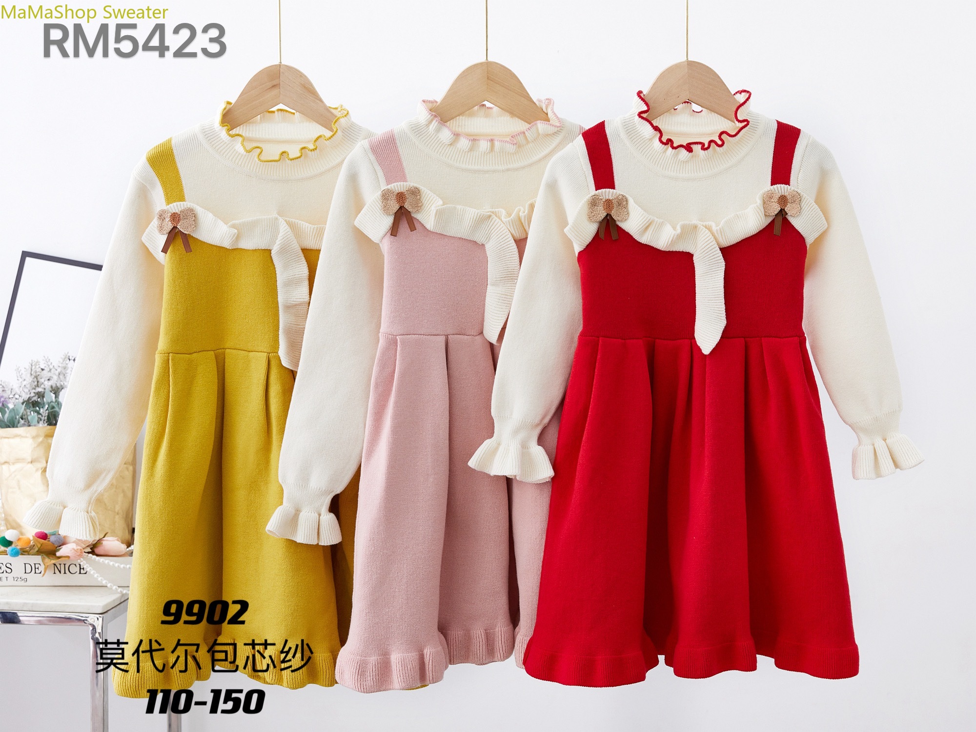 2024 new 38D girls' autumn and winter dress Girls' winter children's skirt Foreign style Princess dress noble children's sweater dress thumbnail