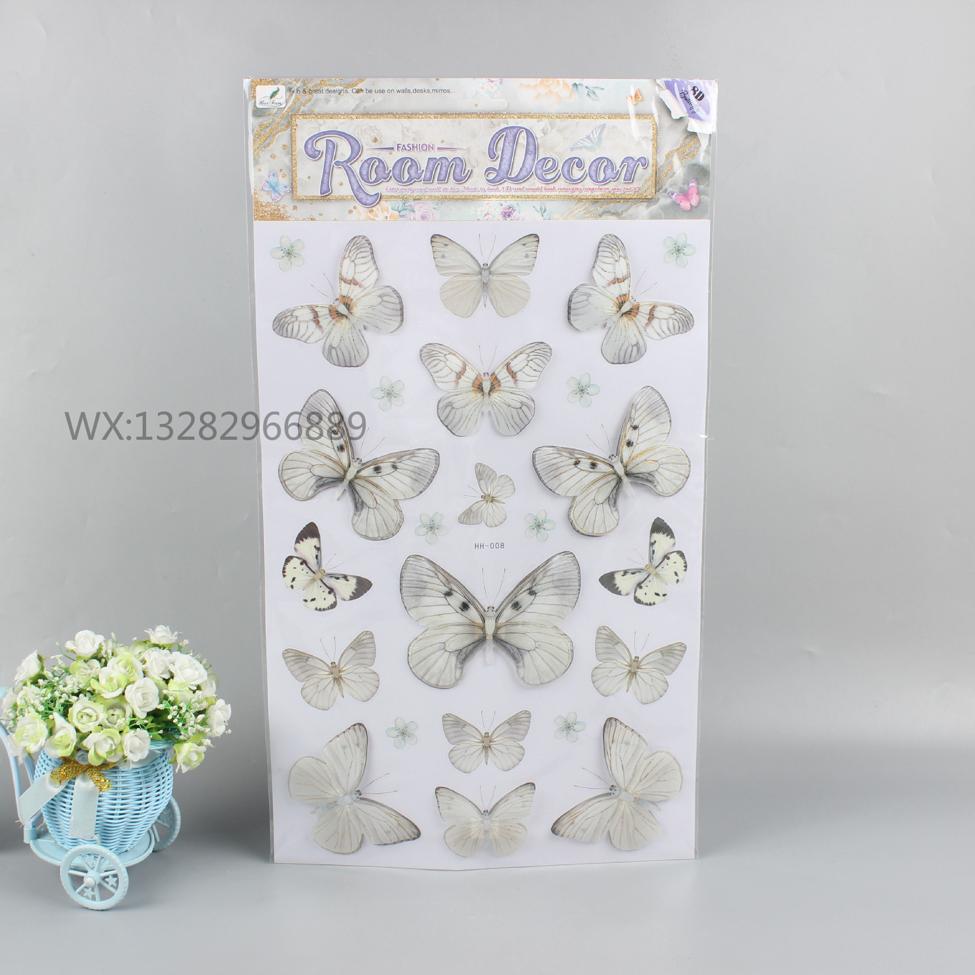 8 Three-dimensional butterfly decorative stickers, three-dimensional butterfly decorative home exhibition room wall stickers details Picture