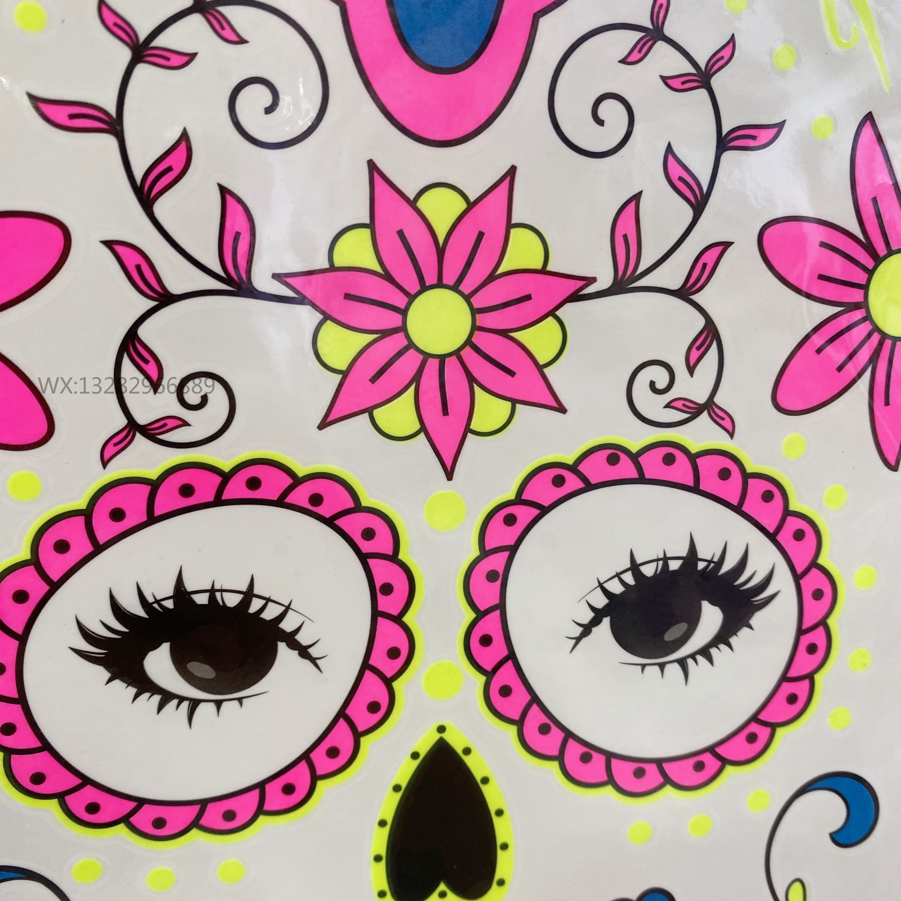 Waterproof Halloween fluorescent luminous tattoo stickers, funny Day of the Dead face stickers, Halloween fluorescent face stickers pic 14
