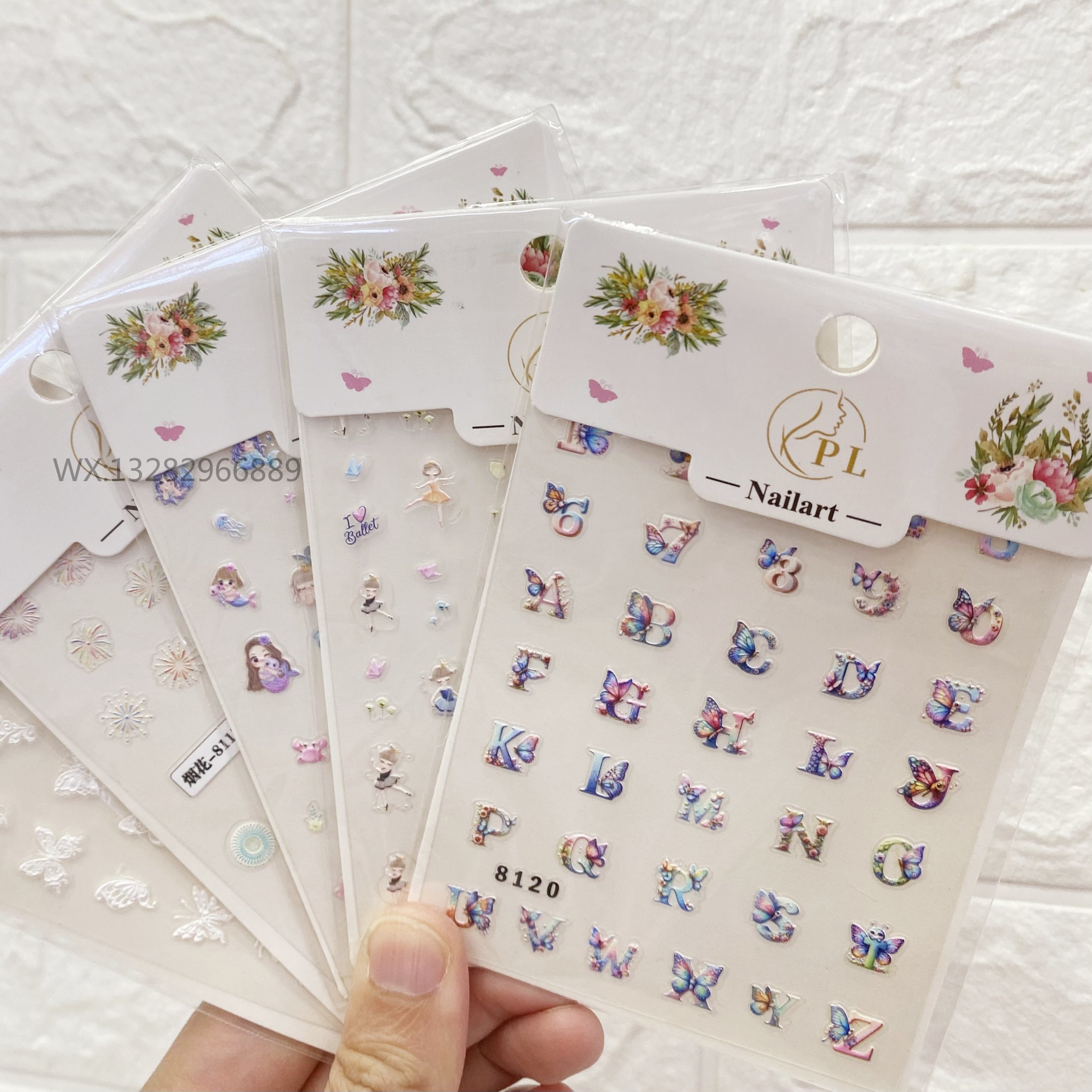 5D卡通浮雕美甲贴纸 手账贴画美妆浮雕小贴画个性儿童卡通指甲贴指甲贴纸
