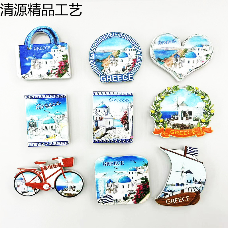 厂家直供希腊树脂打印冰箱贴旅游纪念品可来样定做冰箱贴冰箱贴磁贴