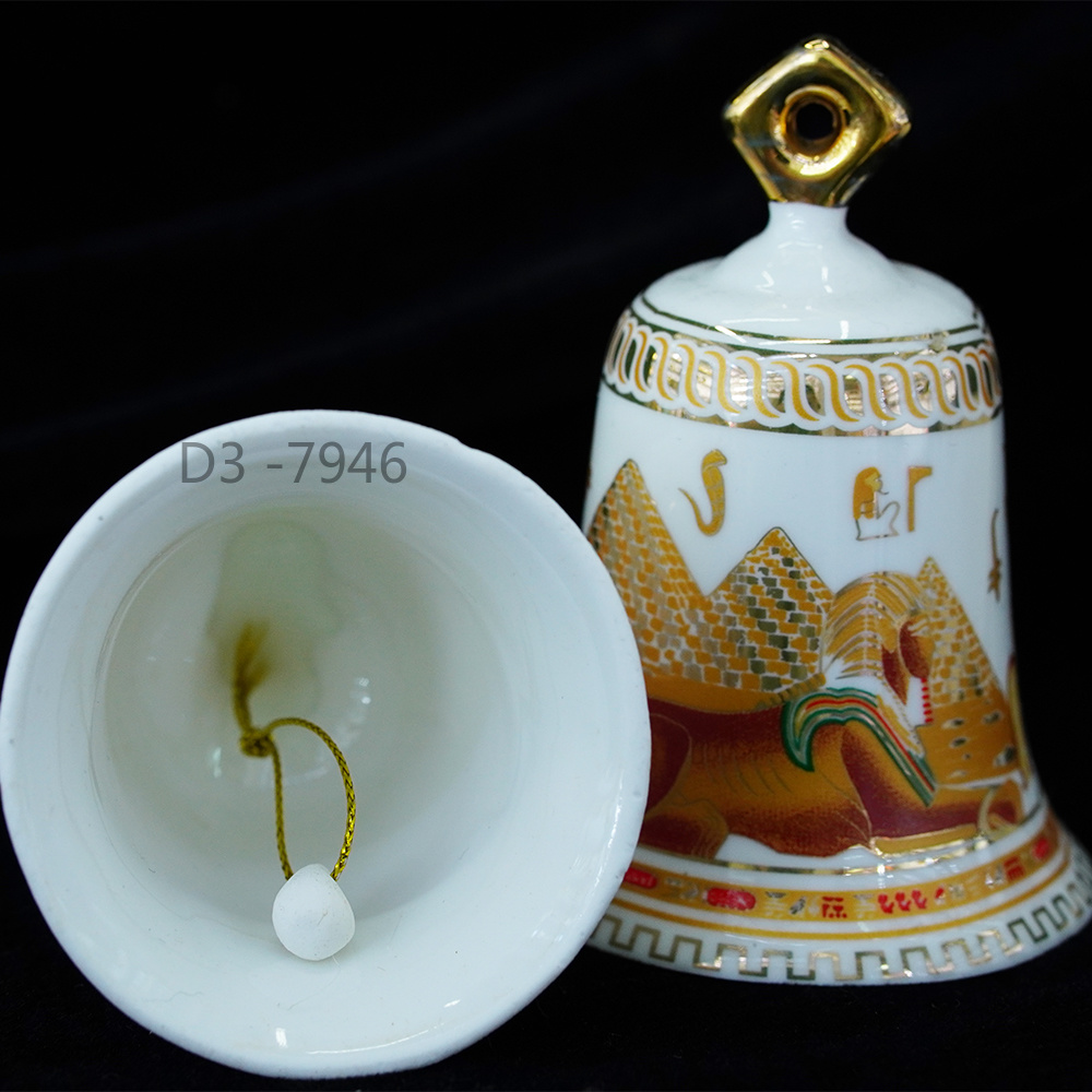 Xiaoming Ceramics 7946 Customized Tourist Souvenirs, white glazed short-handled bells for export, in stock in Egypt