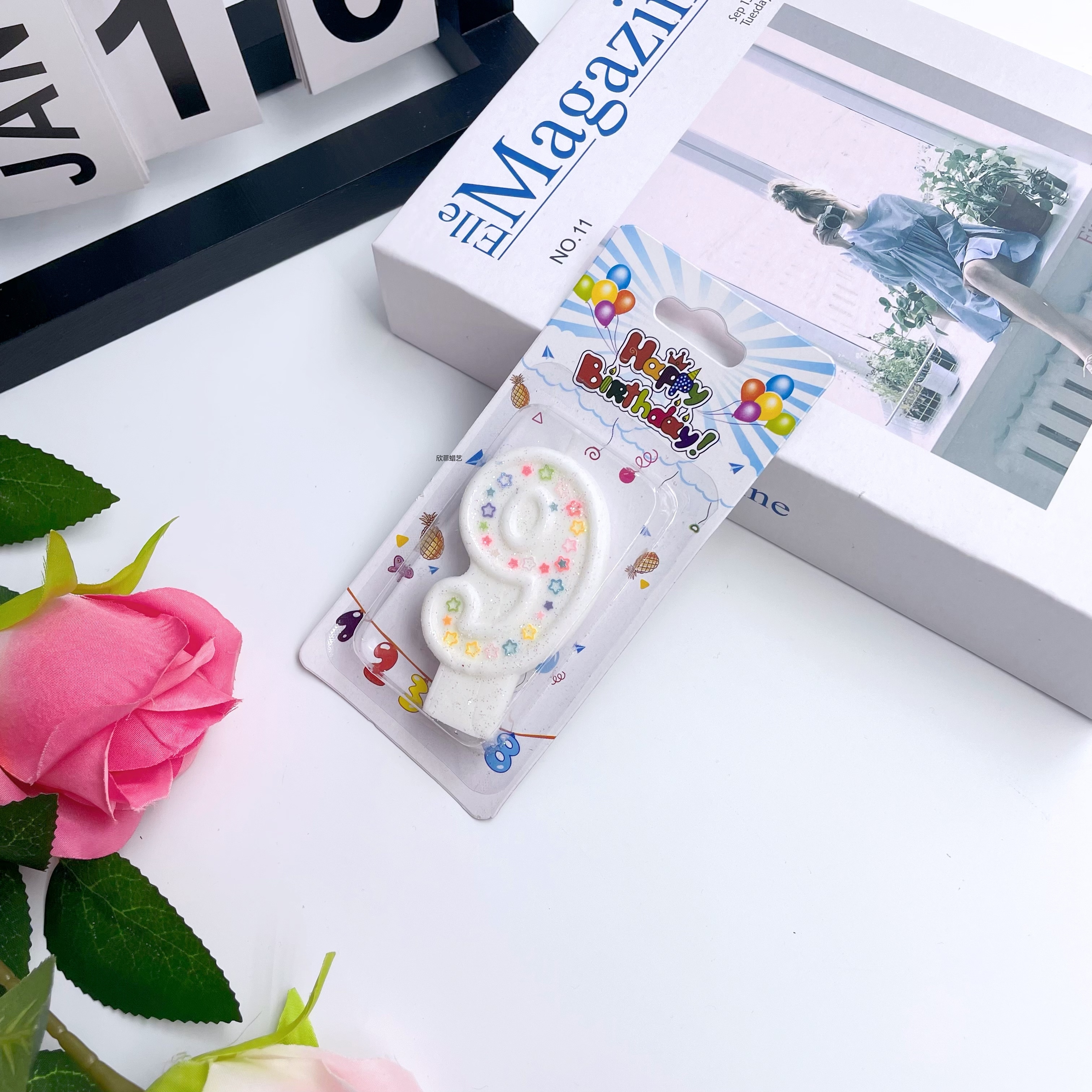 跨境创意闪粉亮片星星儿童生日数字蜡烛生日蛋糕派对聚会烘焙甜品台装饰摆件详情7