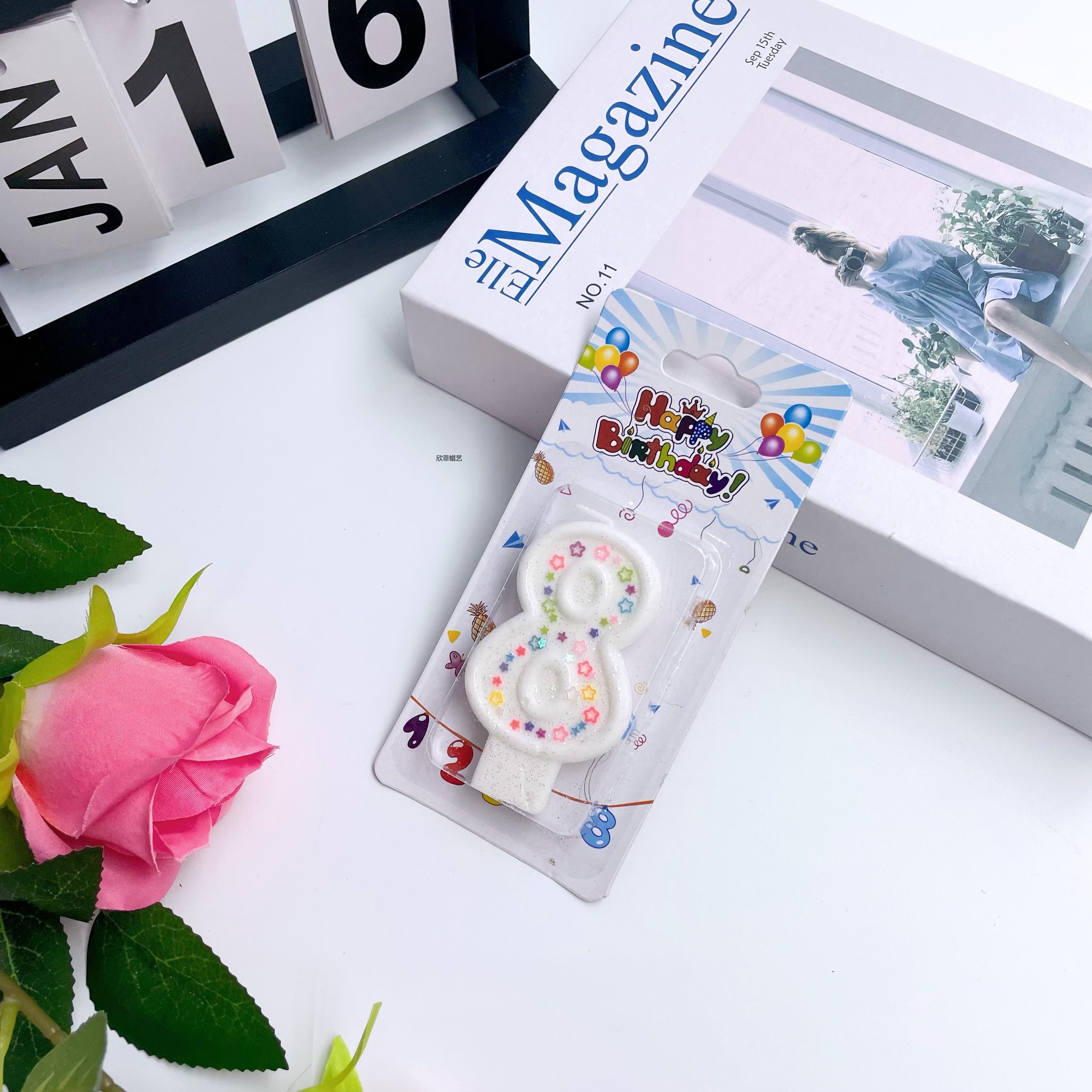 跨境创意闪粉亮片星星儿童生日数字蜡烛生日蛋糕派对聚会烘焙甜品台装饰摆件详情6