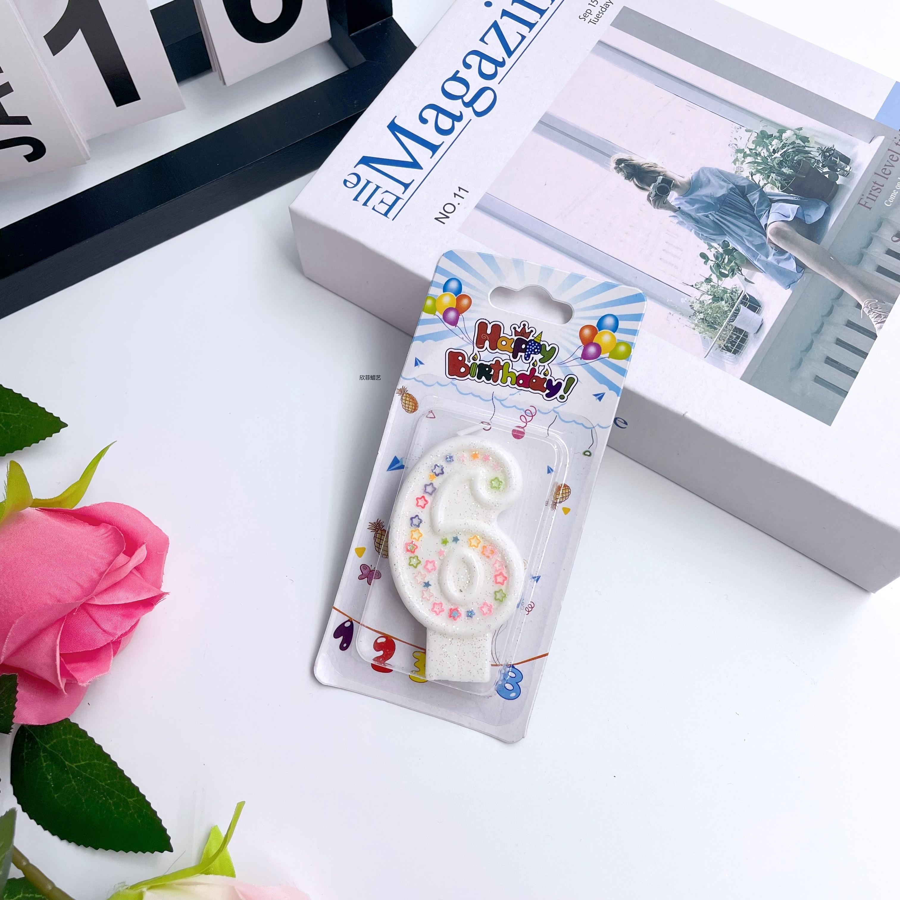 跨境创意闪粉亮片星星儿童生日数字蜡烛生日蛋糕派对聚会烘焙甜品台装饰摆件详情4