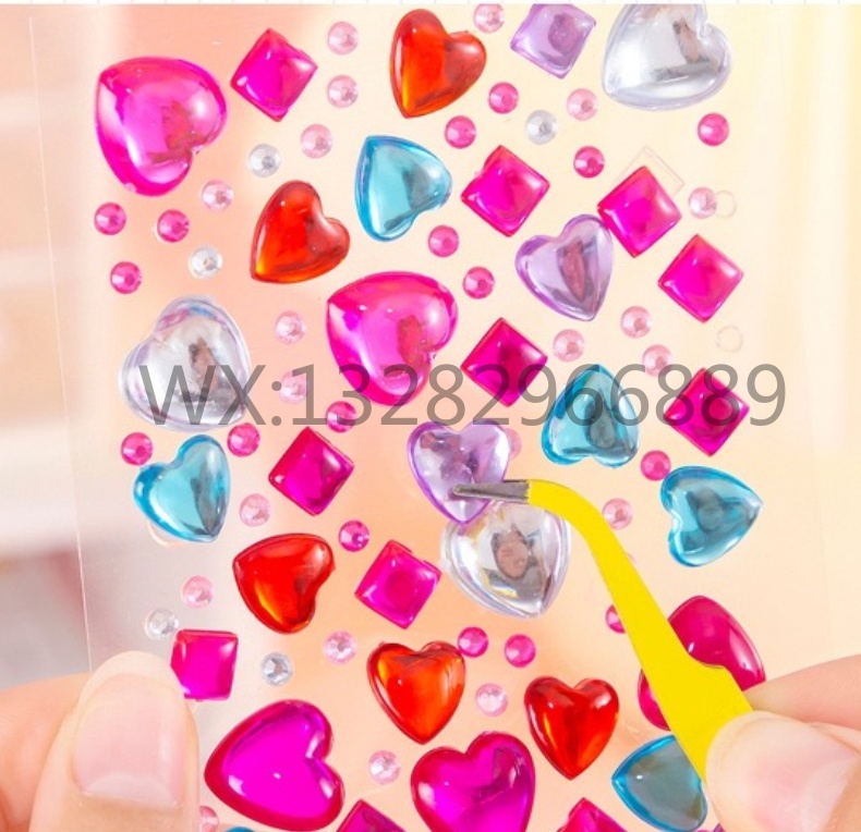 儿童宝石钻贴爱心水滴亚克力水晶钻石贴画3D立体宝石创意装饰钻贴详情6