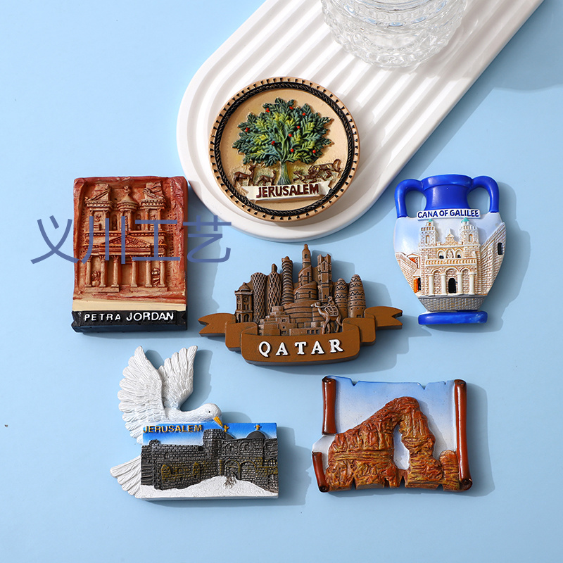 Original manufacturer of Middle Eastern country refrigerator stickers, tourist souvenirs, 3D resin hand-painted refrigerator stickers with magnets