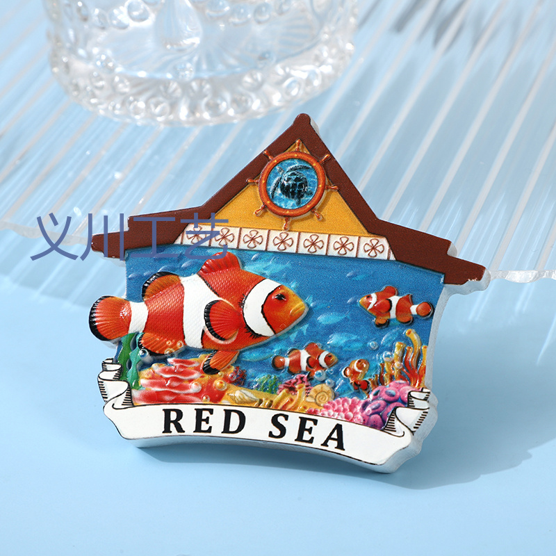 Egipto mar rojo resina refrigerador pegamento recuerdos turísticos pescado de mar máquina de camello impresión nacional magnético resina refrigerador pegamento details Picture