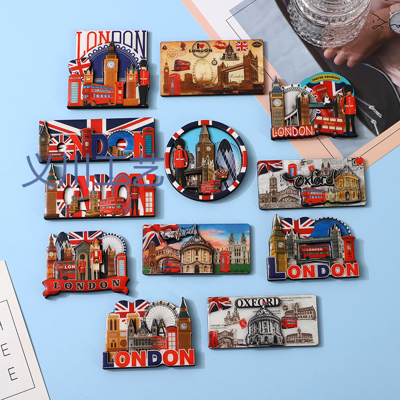 外贸英国地标旅游景点木质冰箱贴 MDF密度板冰箱贴多层木质冰箱贴