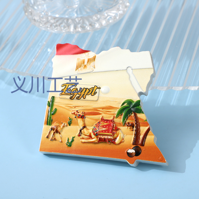 Egipto mar rojo resina refrigerador pegamento recuerdos turísticos pescado de mar máquina de camello impresión nacional magnético resina refrigerador pegamento Specification image