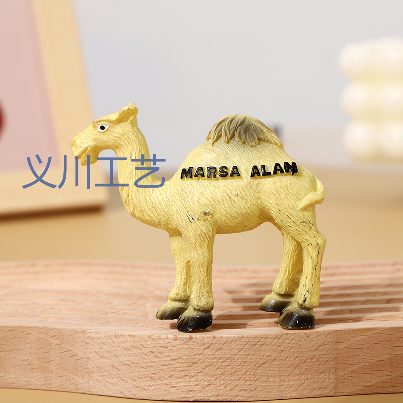Source factory Moroccan camel resin tourist souvenirs 3D hand-painted camel fridge magnets with magnets Specification image