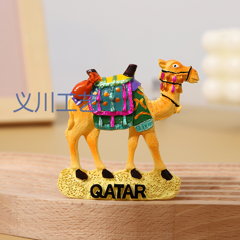 Source factory Moroccan camel resin tourist souvenirs 3D hand-painted camel fridge magnets with magnets details Picture