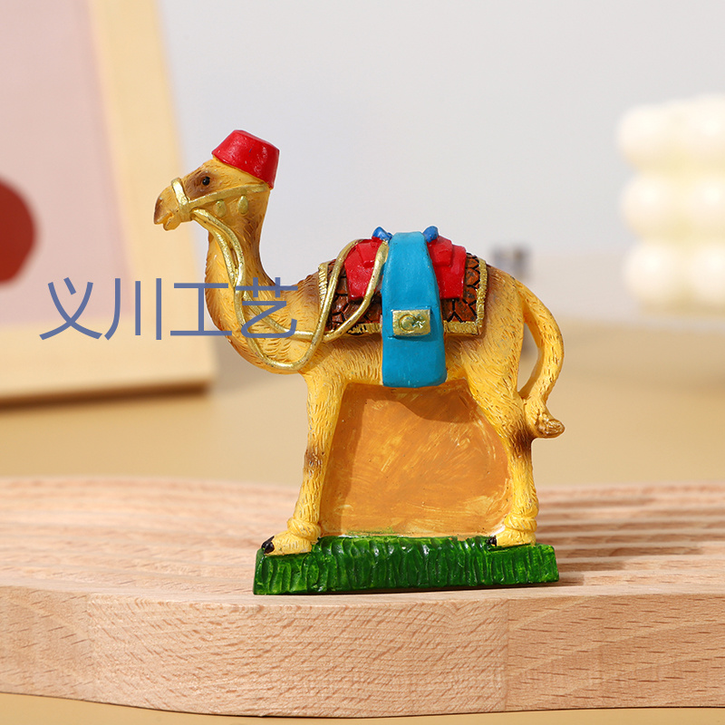 Source factory Moroccan camel resin tourist souvenirs 3D hand-painted camel fridge magnets with magnets Item Picture
