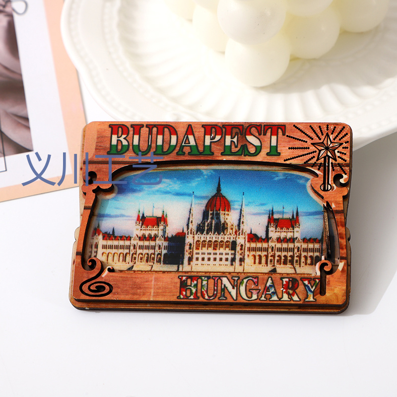 Factory direct sales of 2-layer wooden fridge magnets in European countries and cities such as Romania, Poland, New Zealand and Budapest Item Picture
