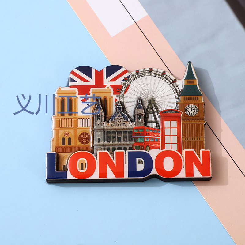 外贸英国地标旅游景点木质冰箱贴 MDF密度板冰箱贴多层木质冰箱贴产品图