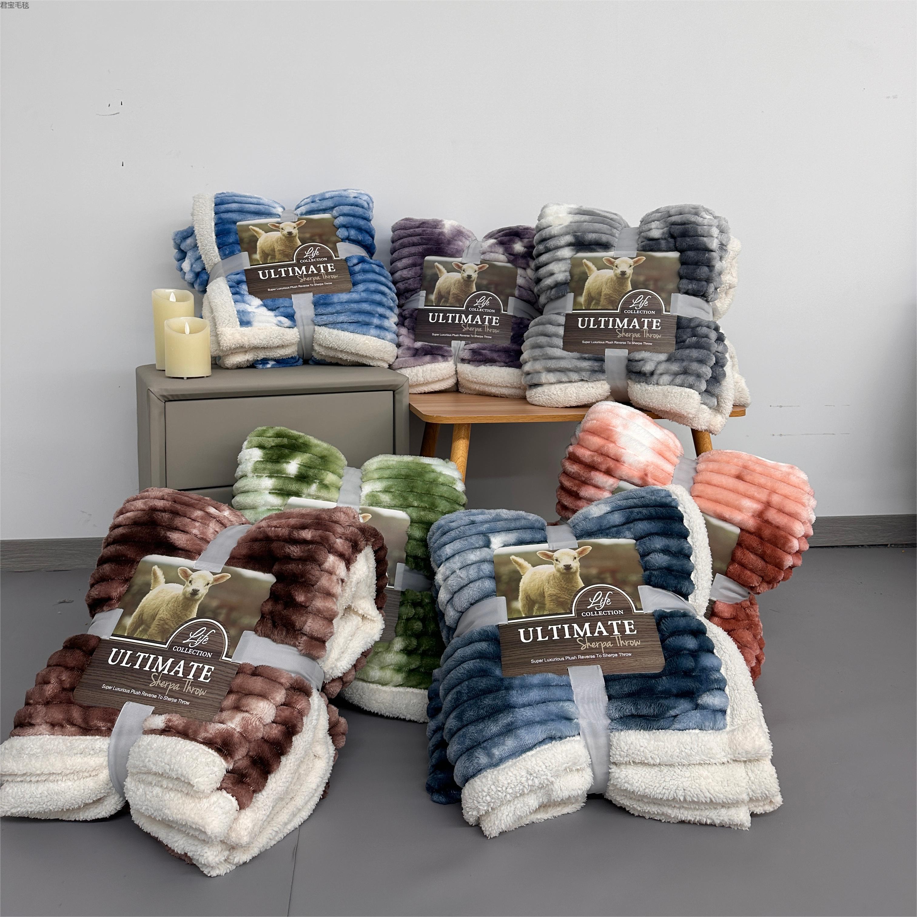 DB厂家批发双层毯羊羔绒加厚法兰绒抽条印花毛毯魔法绒毯子秋冬盖毯床上用品盖被详情1