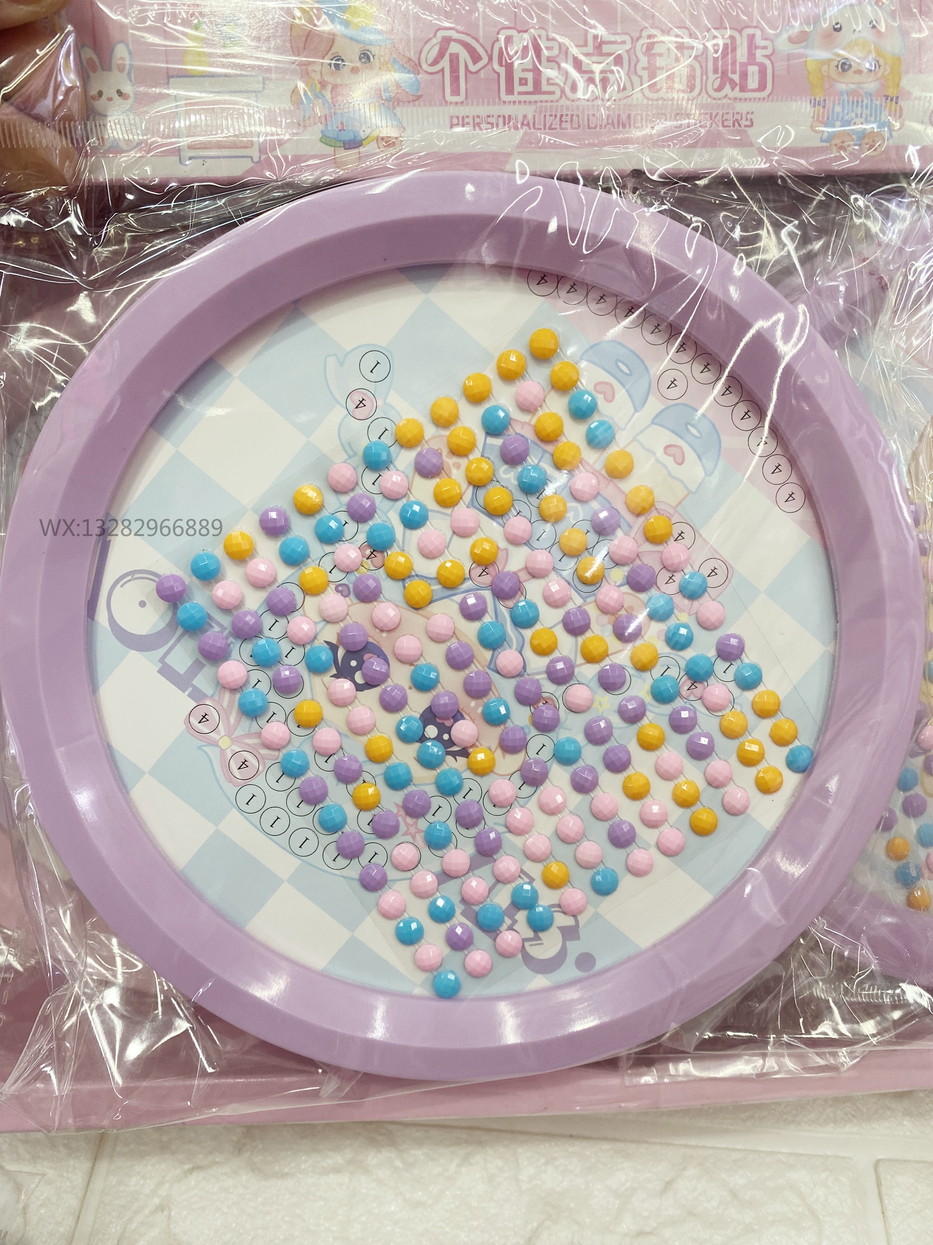 卡通3D立体钻石相框画圆形钻石画 儿童手工钻石画DIY相框装饰贴详情8