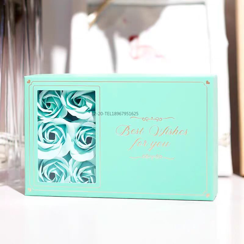 玫瑰花戒指首饰礼盒礼袋套装空盒天地盖情人节开窗烫金吊坠饰品香皂花盒详情9