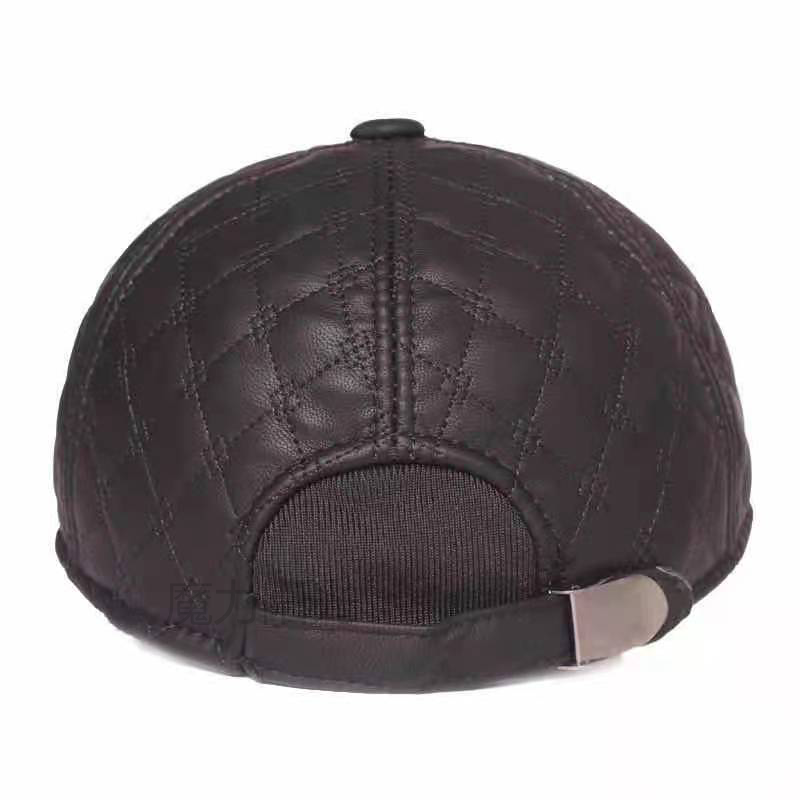 Leather hat Men's autumn and winter hat ear-thick old man's hat foreign trade leather eaves flat cap Middle-aged and old man's hat Baseball cap Specification drawing