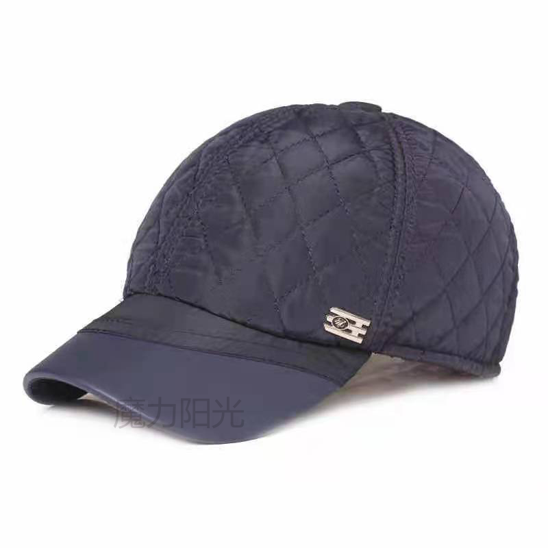 Leather hat Men's autumn and winter hat ear-thick old man's hat foreign trade leather eaves flat cap Middle-aged and old man's hat Baseball cap Item Picture
