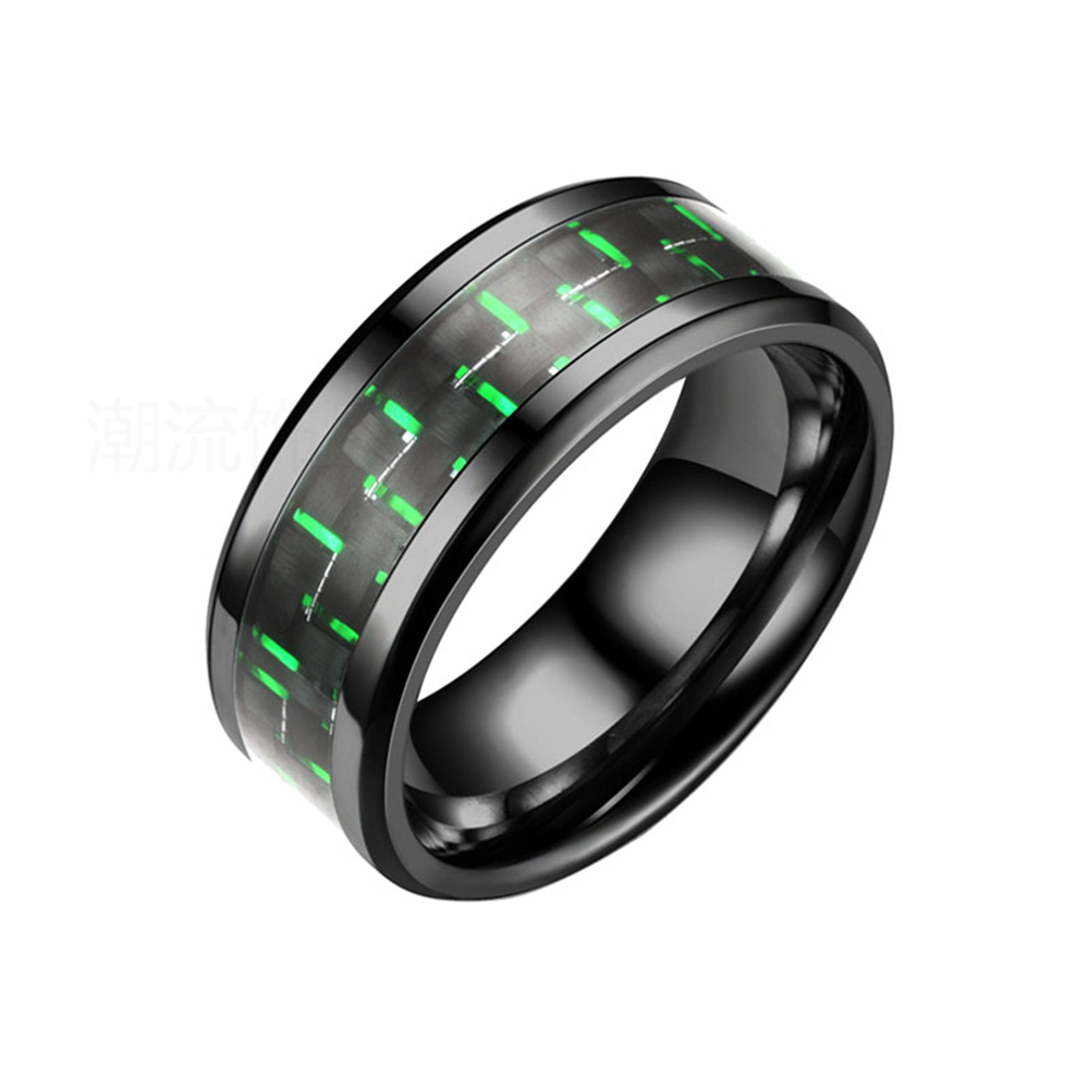 Trendy accessories, fashionable foreign trade bestseller, stainless steel two-color patterned ring, steel color JZ014-1 Application Scenario