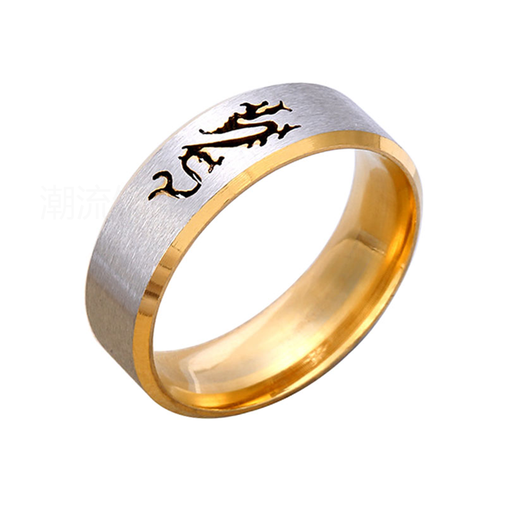 Trendy accessories, fashionable foreign trade bestseller, dragon cut pattern ring, steel color JZ020 details Picture