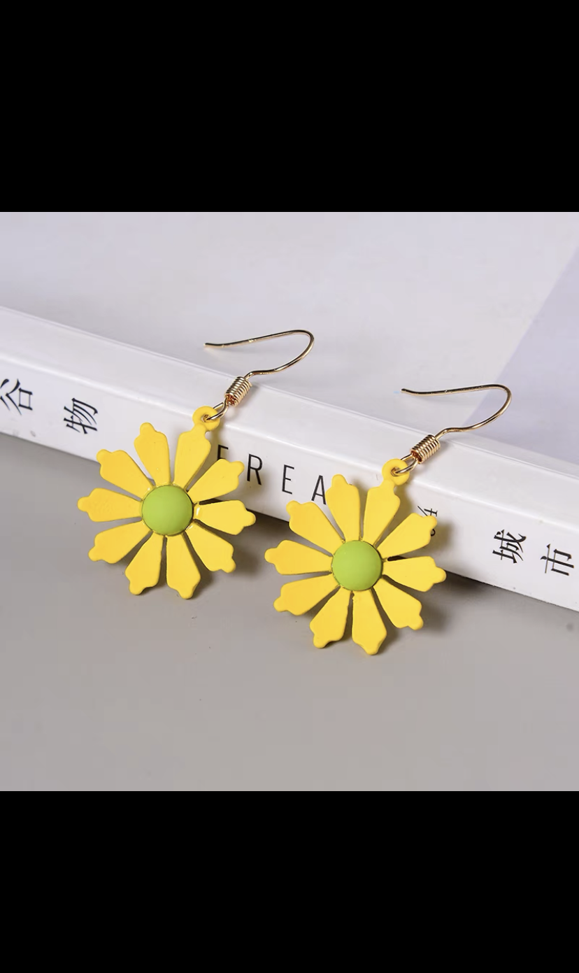 美之琴饰品061韩版黄色花朵简约时尚耳环