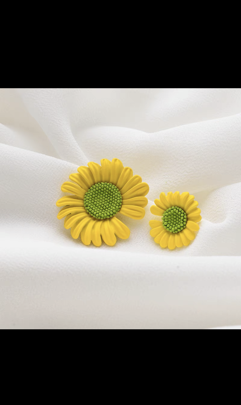 美之琴饰品068时尚潮流韩版大小黄色花朵时尚耳钉