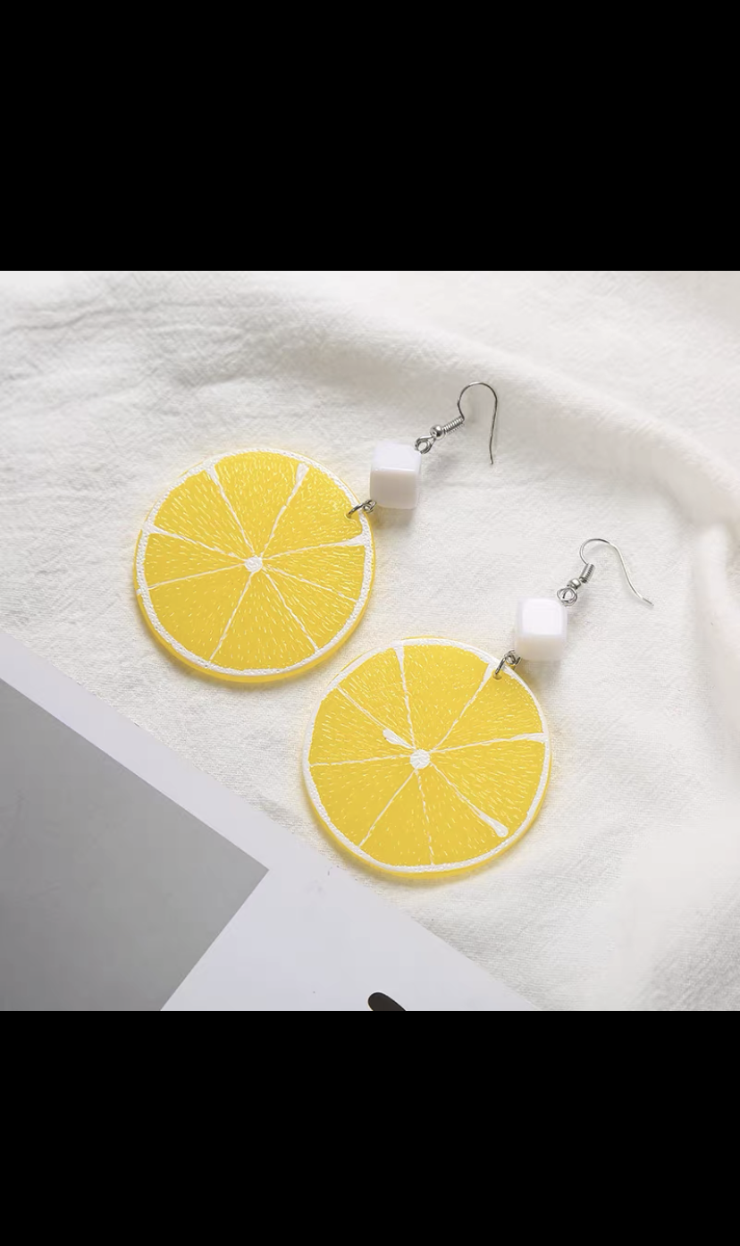 美之琴饰品069时尚韩版大黄柠檬小清新时尚耳环