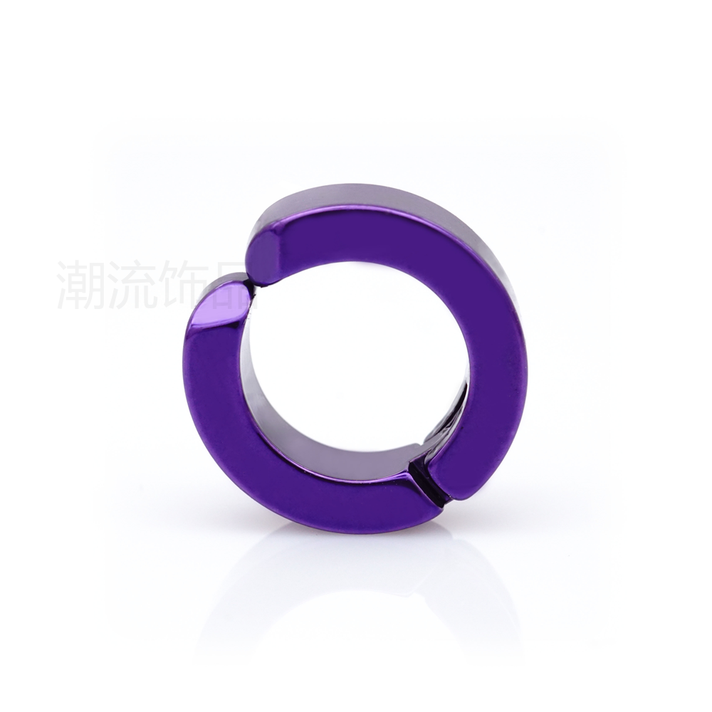 Trendy accessories, fashionable foreign trade bestsellers, stainless steel wide ear clips, holeless earrings, purple ES001-5