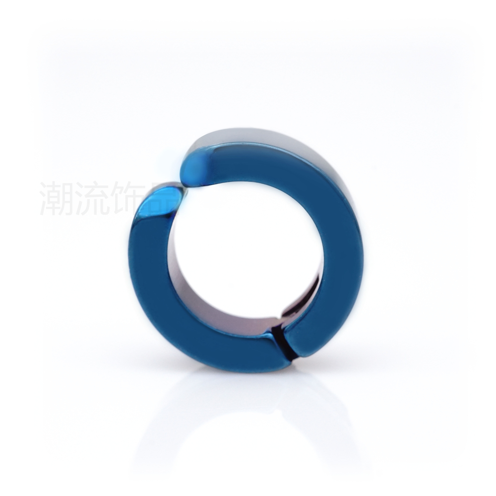 Trendy accessories, fashionable foreign trade bestsellers, stainless steel wide ear clips, holeless earrings, blue ES001-4