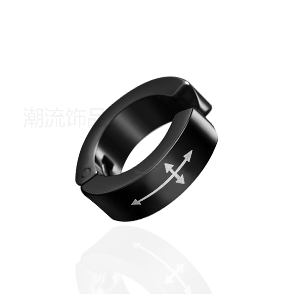 Trendy accessories, fashionable foreign trade bestsellers, stainless steel white five-pointed star icon ear clips, holeless earrings, black ES003-11