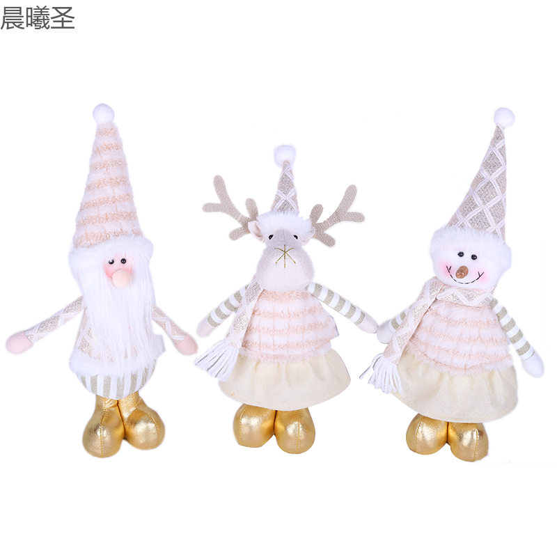 Christmas decorative items: Golden Santa Claus doll display window, Christmas decorative dolls, Christmas reindeer, Christmas gifts Item Picture