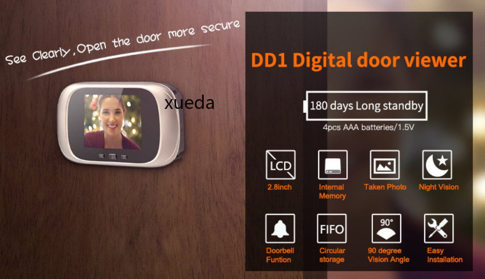 智能家居可视门铃家用猫眼监控智能家庭安全监控门铃夜视拍照电池详情1