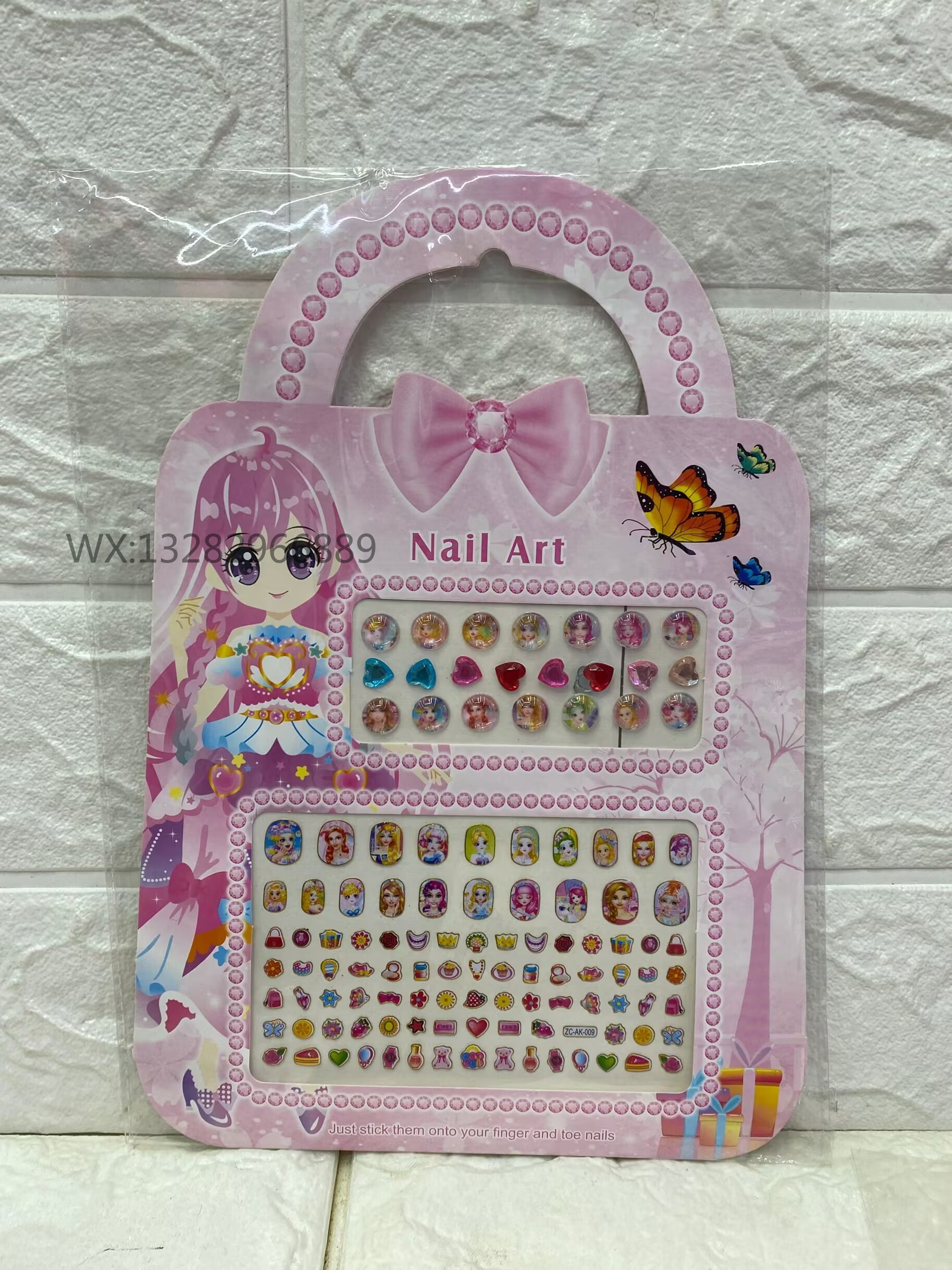 DIY Cartoon hand-held diamond nail art sticker set, children's ear stickers, nail stickers, pearl, kindergarten and primary school reward stickers Specification image
