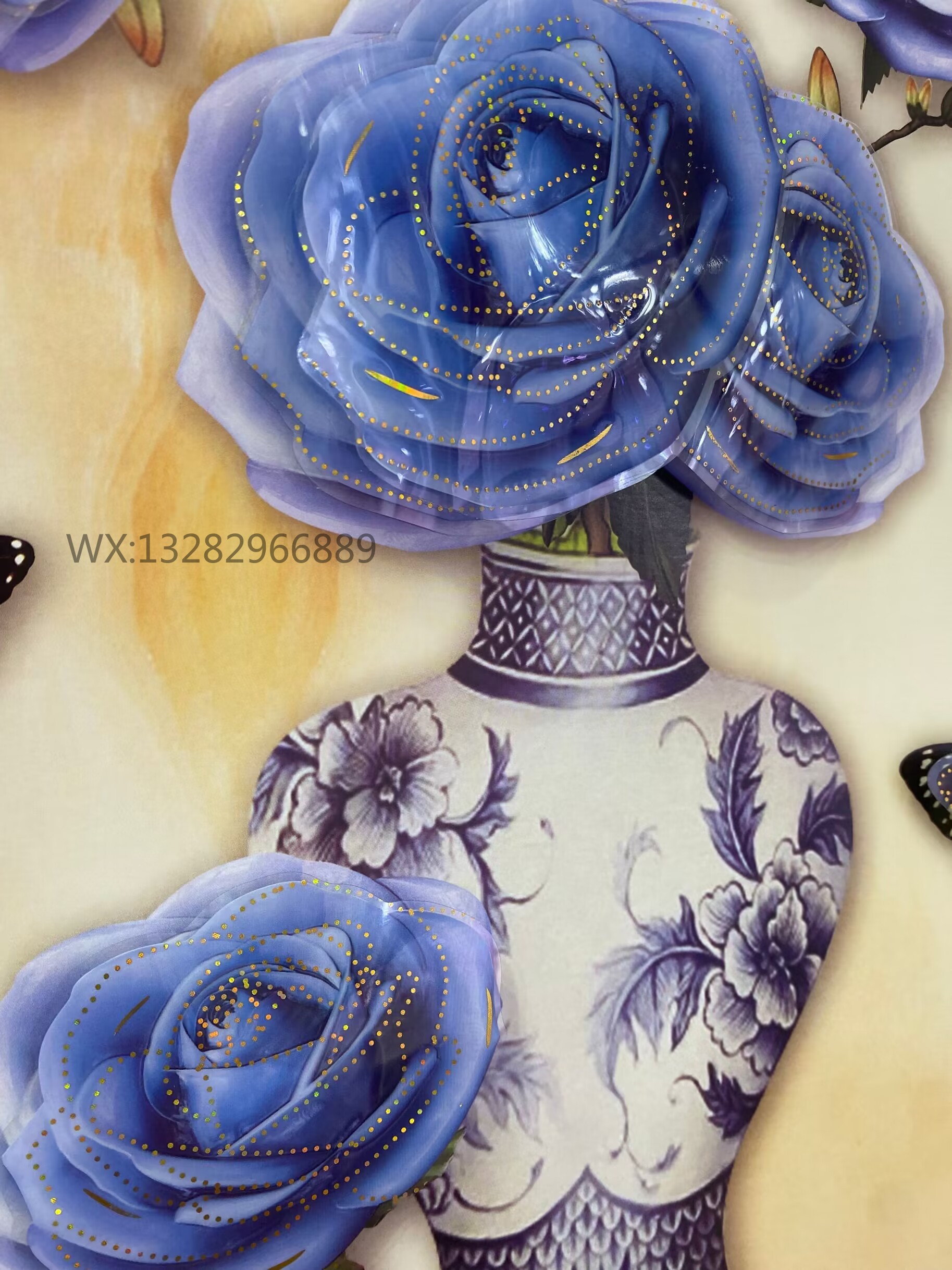 European-style furniture, vase decorative three-dimensional stickers, living room, bedroom and lobby decorative stickers, 3D three-dimensional multi-layer wall stickers pic 10