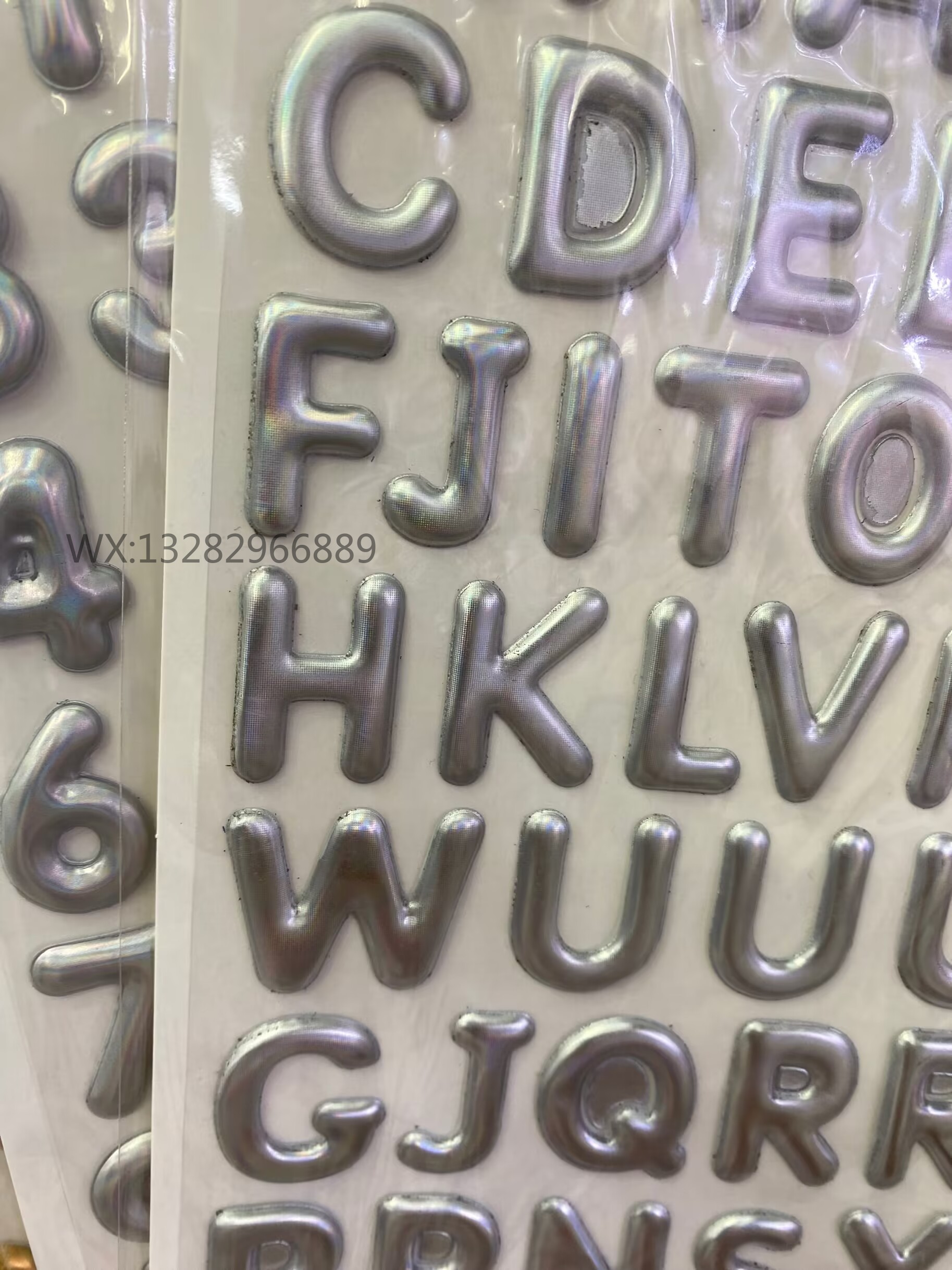 金银色梅红色蓝色镭射字母数字英文贴 3D立体礼品小学生奖励贴纸详情8