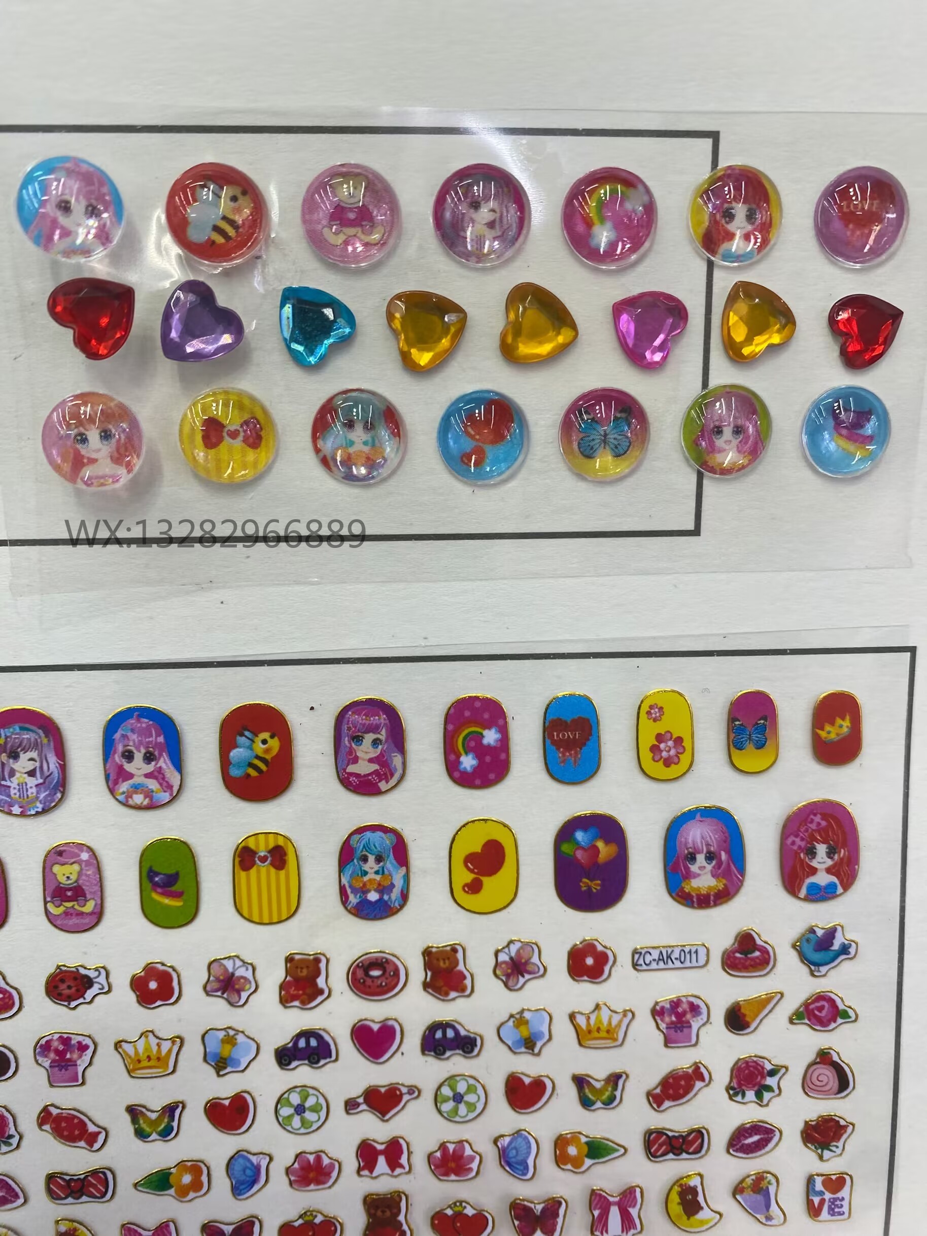 DIY Cartoon hand-held diamond nail art sticker set, children's ear stickers, nail stickers, pearl, kindergarten and primary school reward stickers pic 8