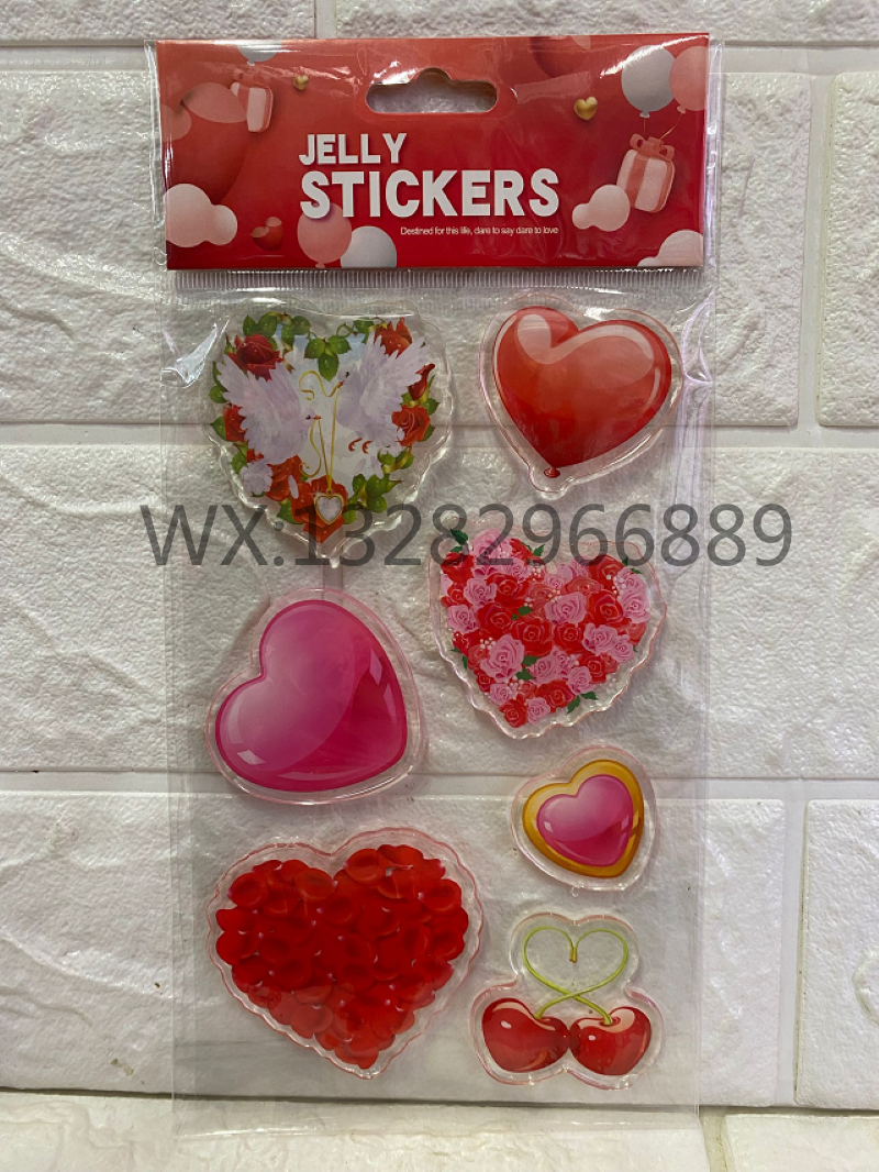 3D stereoscopic festival TPR Valentine's Day love rose window stickers, children's refrigerator stickers, jelly stickers, transparent glass stickers Item Picture