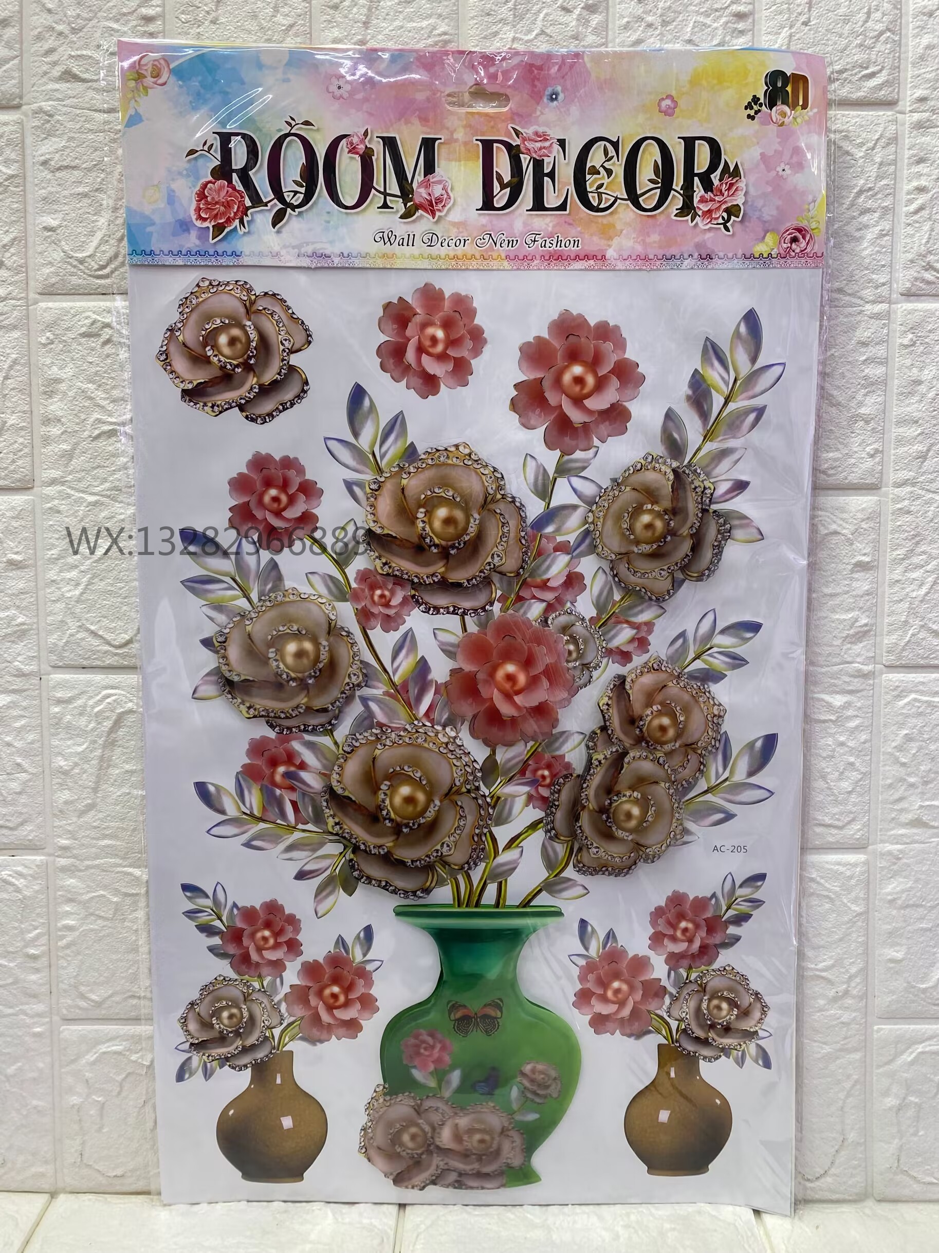 8D vase decorative three-dimensional stickers PVC vases for living room, bedroom and lobby decoration, handcrafted three-dimensional multi-layer wall stickers Application Scenario
