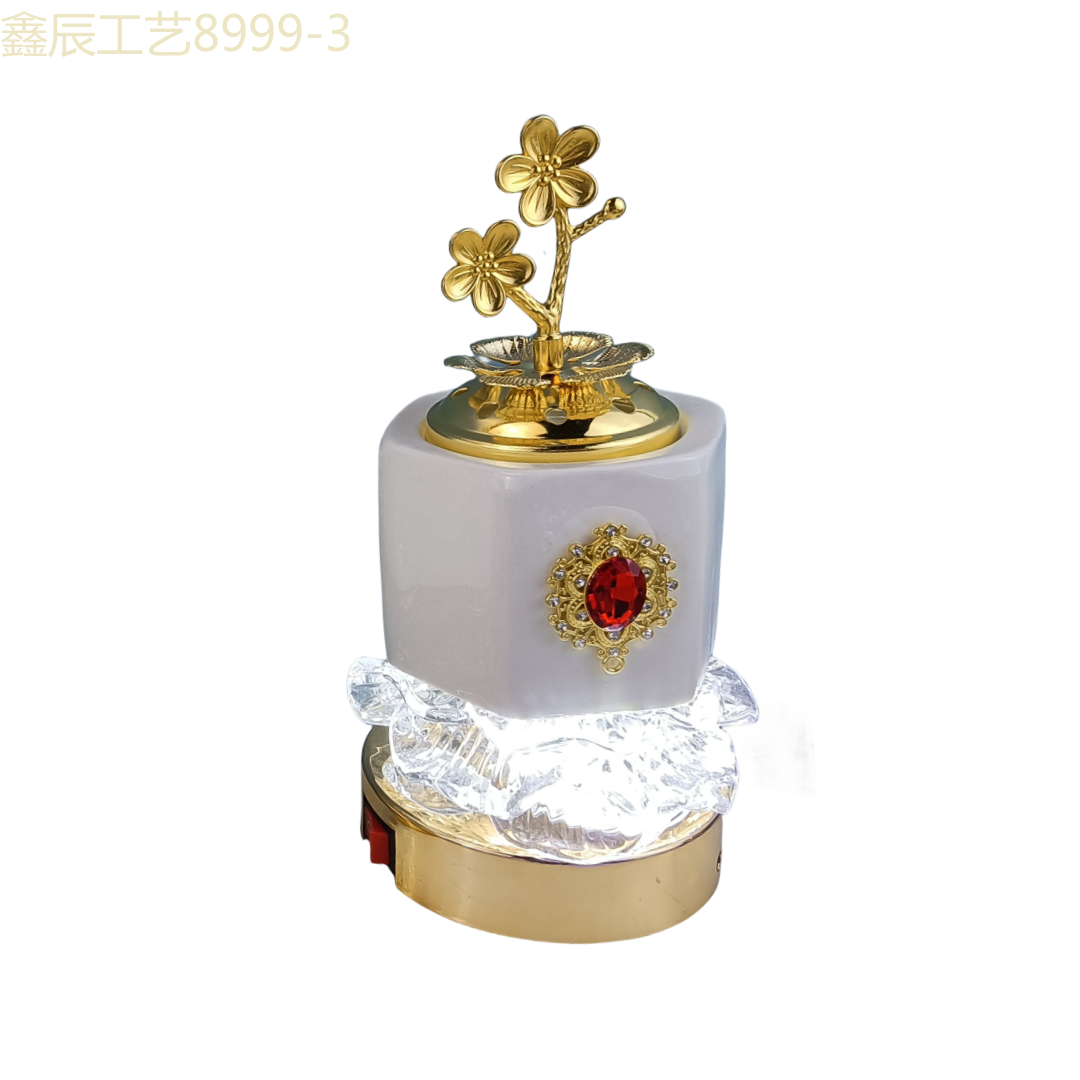 新款陶瓷吊坠六棱柱带灯小号电香炉中东工艺品electric incense burner详情3